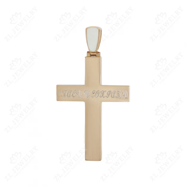 Cross with Crucifixion in white enamel Photo-2