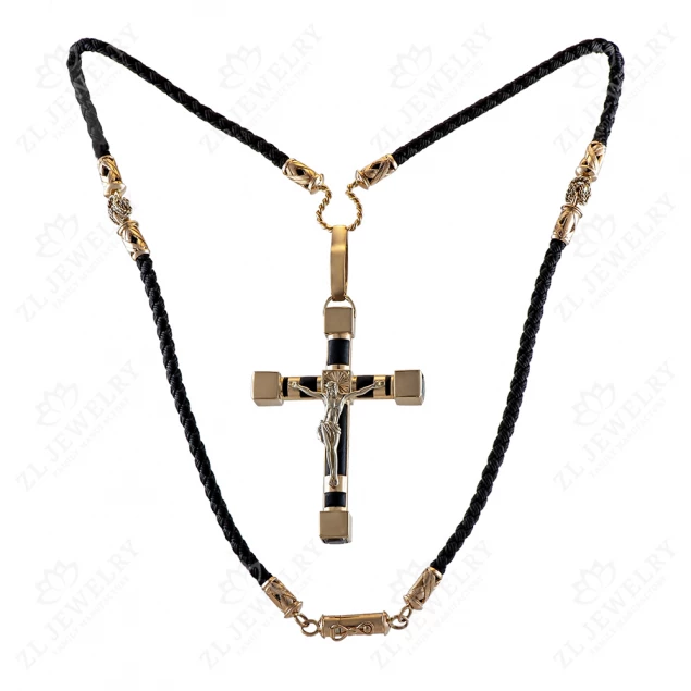 Beautiful cross with a crucifix on a black base Photo-1