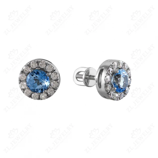 Screws in white gold with topaz