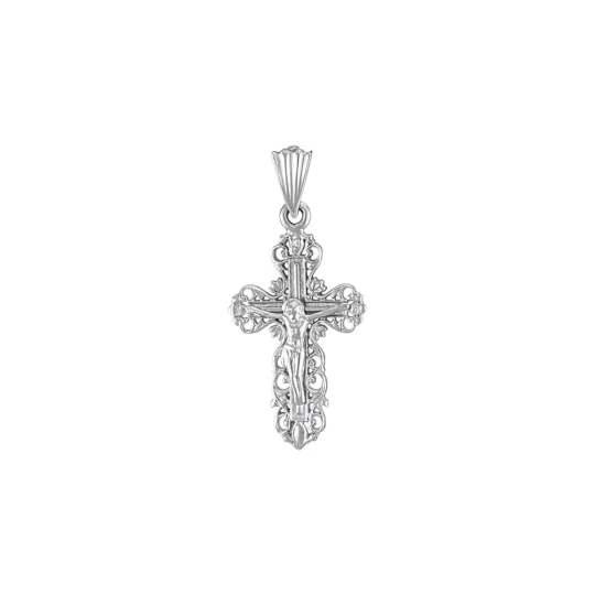 Openwork cross with white gold