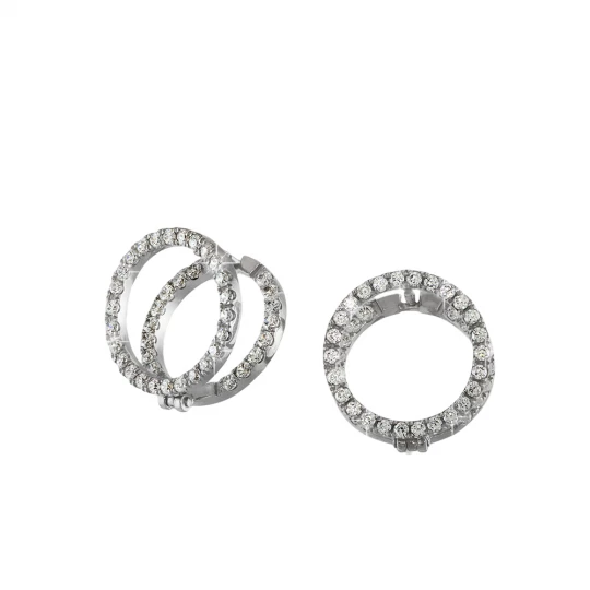 Earrings "Double circles" in a scattering of stones