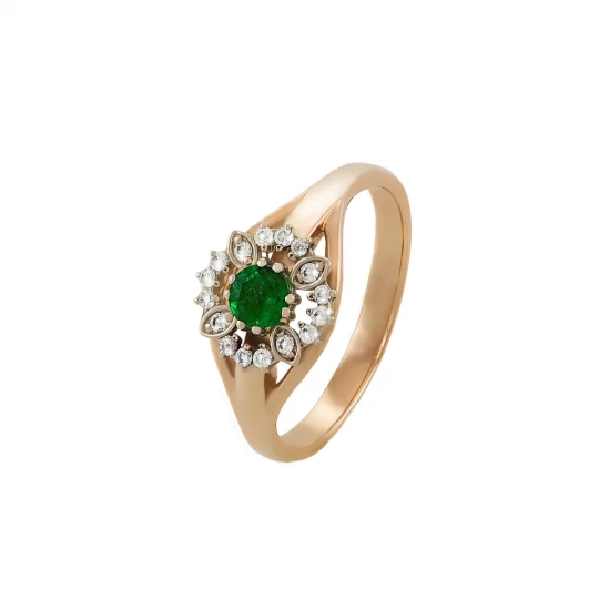 Ring &quot;Flower&quot; with emerald