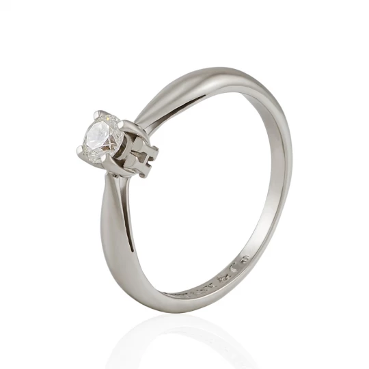 Engagement ring with initials in white gold