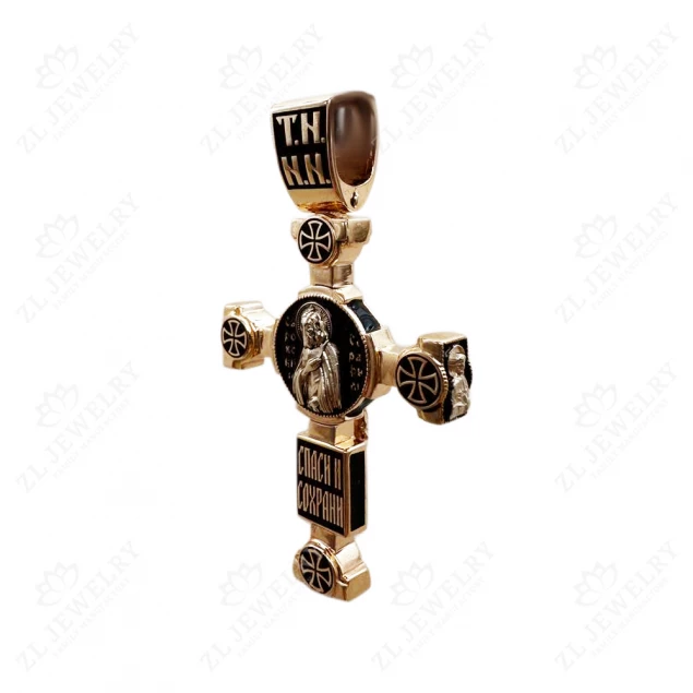 Cross with the faces of saints on a wooden basePhoto-2