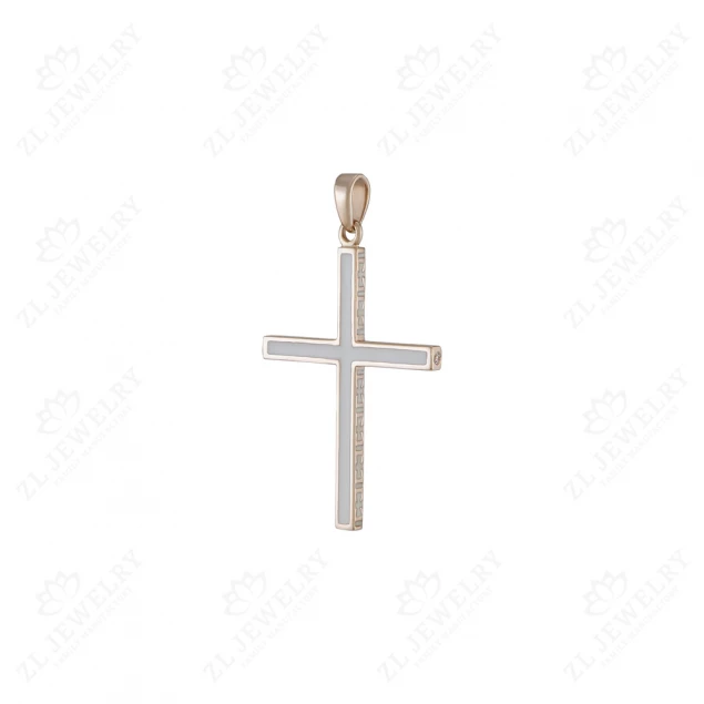 Cross with a minimalist design in white enamel Photo-1