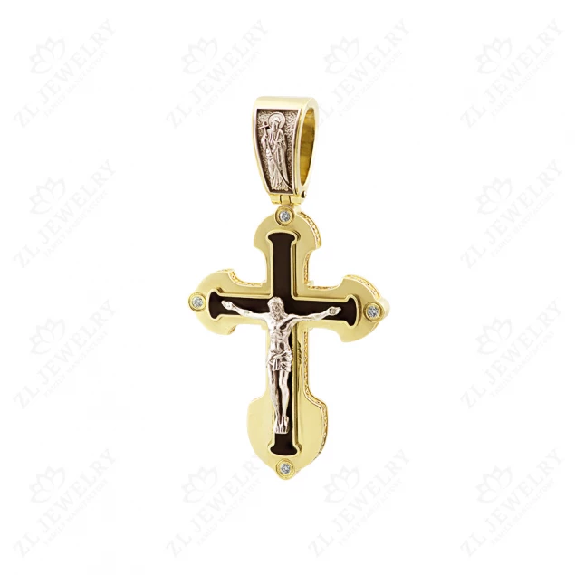 Cross in lemon gold with the faces of saints