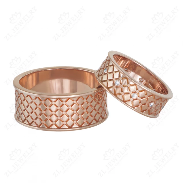 Wedding bands with ornament &quot;Small rhombus&quot; Photo-1