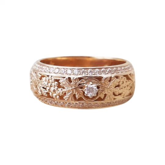 &quot;Vine&quot; wedding ring in red gold