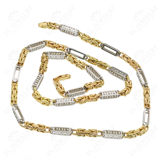 Chain&quot;Foxtail&quot; with Greek infinity inlays Photo-1