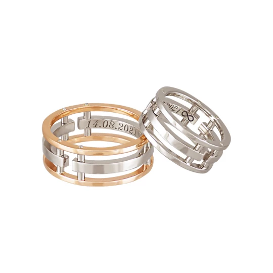 Wedding ring "Halves" in white gold