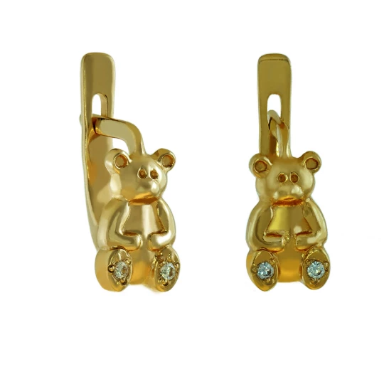 Earrings for children "Bears" with diamonds