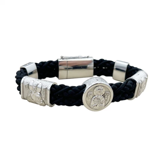 Bracelet with the faces of saints in white gold