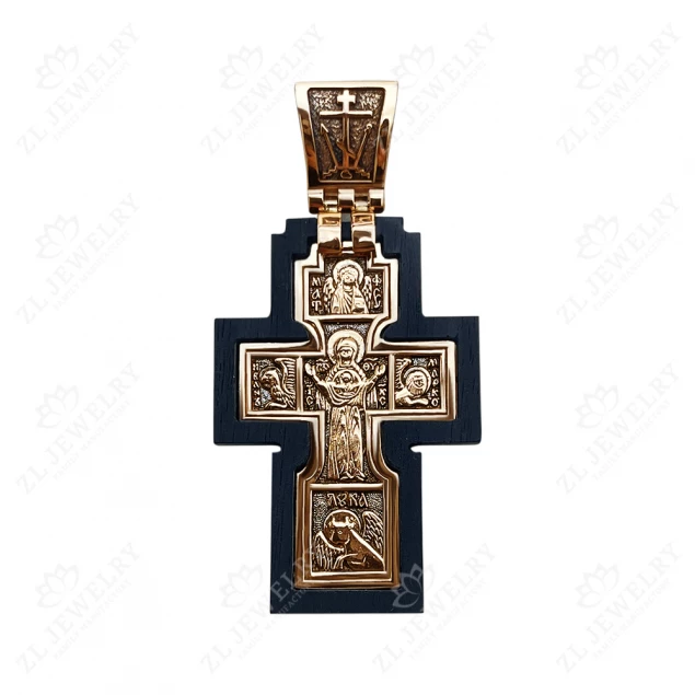 Cross on a wooden base with faces of saints Photo-2