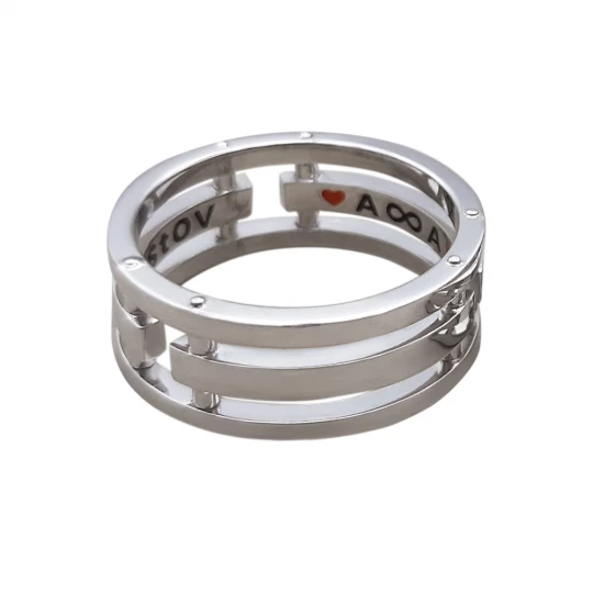 &quot;Stripes&quot; wedding ring in white gold