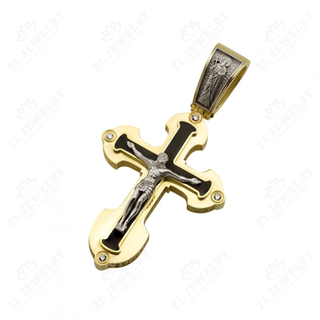 Cross in lemon gold with the faces of saints Photo-3