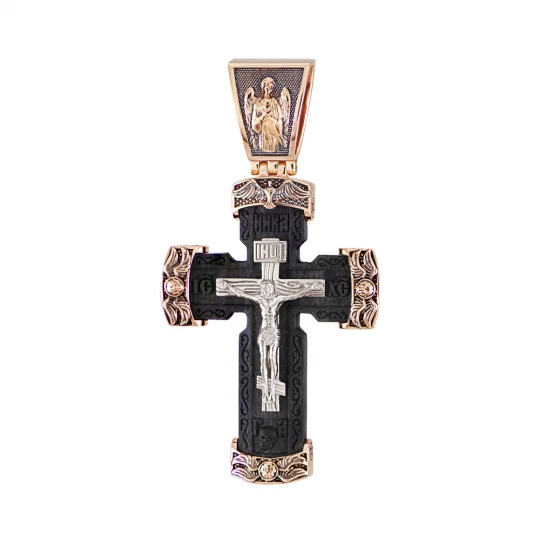 &quot;Guardian Angel&quot; cross in red gold