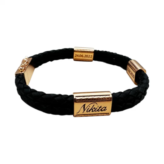 "Name" bracelet on leather