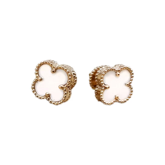 "Clover" studs with white enamel