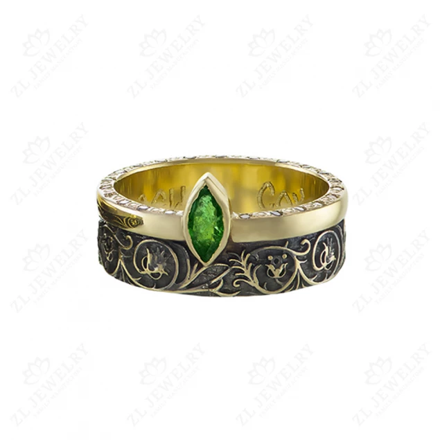  Ring &quot;Graceful vintage&quot; with emerald