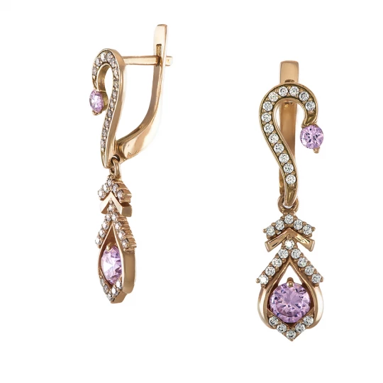 Earrings "Stefania" with rose quartz