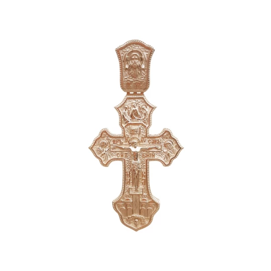 Cross with guardian angel in red gold