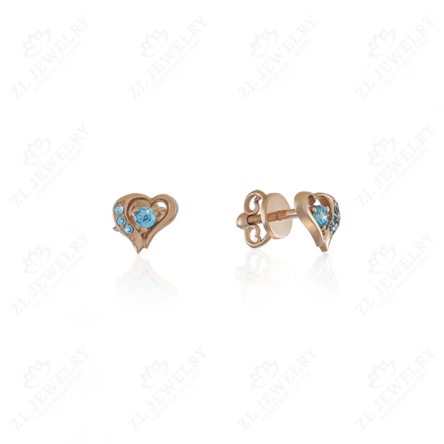 Studs &quot;Hearts&quot; with cubic zirkonia