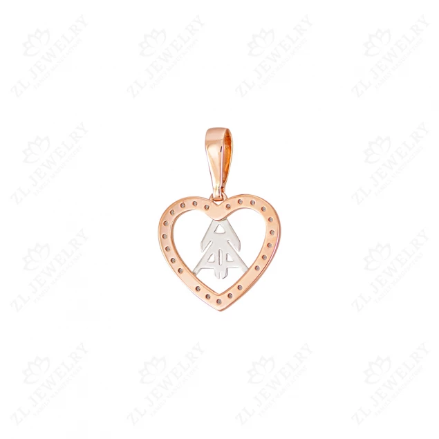 "Heart" pendant with letters and diamonds Photo-1