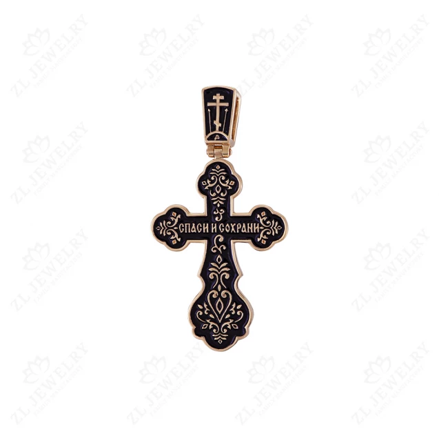 Cross &quot;Son of God&quot; with black enamel Photo-1