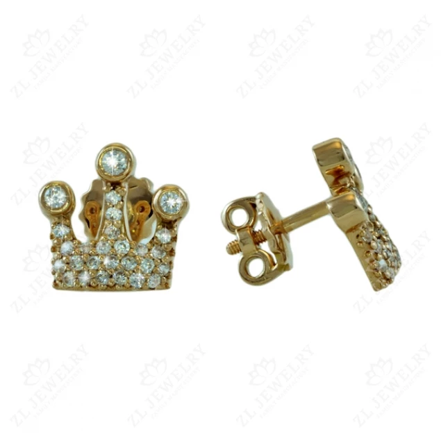 Studs "Crown" with diamonds
