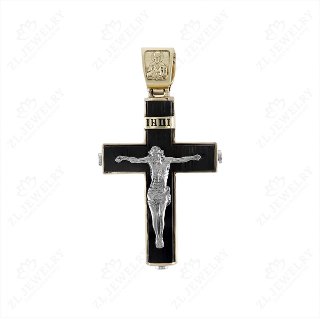 Cross on wood with a white Crucifix