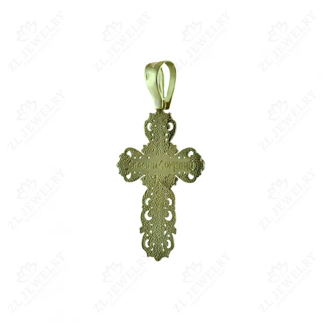 Openwork cross in lemon gold with stones Photo-1