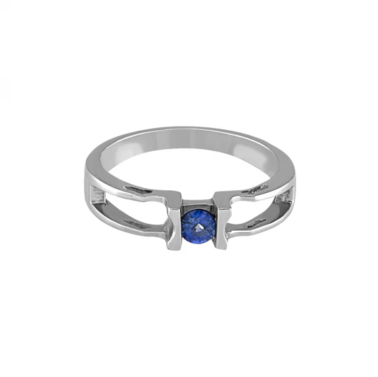Ring "Modern" in white gold with sapphire
