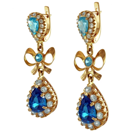 Earrings "Bow" with topaz