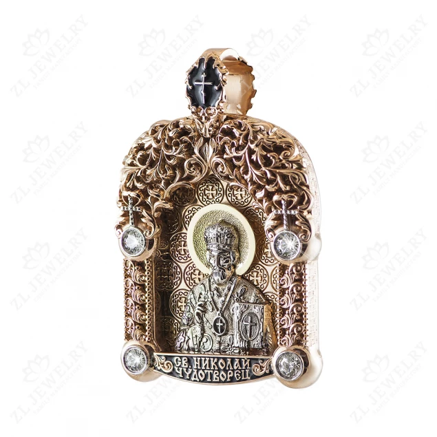 Icon "Nicholas the Wonderworker" three-dimensional with stones