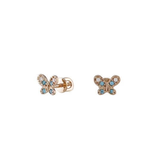 Studs &quot;Butterflies&quot; with cubic zirkonia