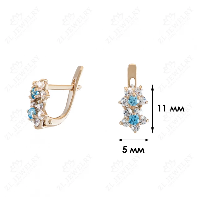 Earrings "Two flowers" with a blue stone Photo-1