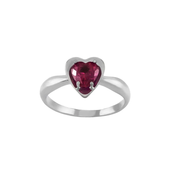 Ring &quot;Heart&quot; with a red stone