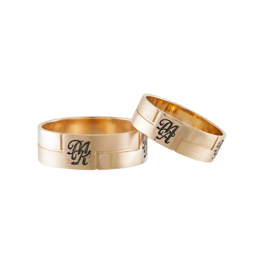 Wedding rings &quot;Initials&quot; with enamel