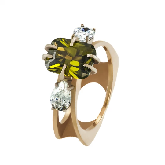 Ring &quot;Geometry&quot; with chrysolite