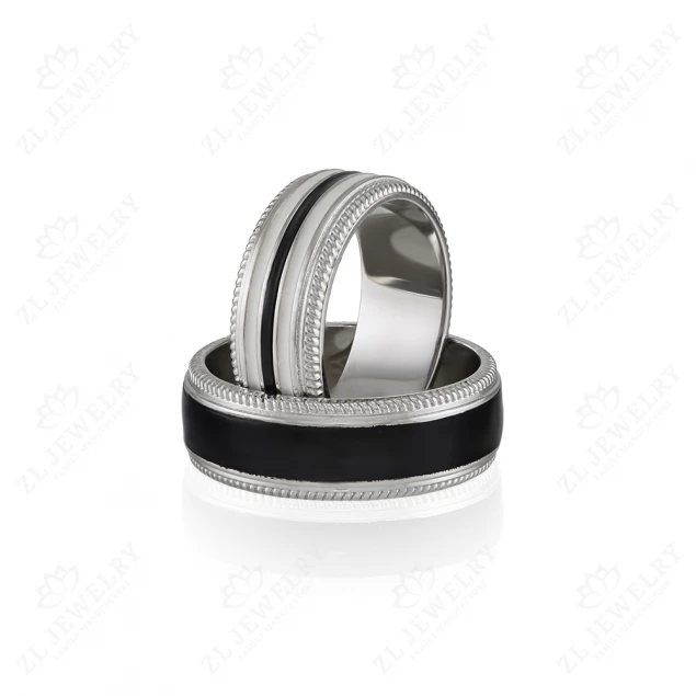 Wedding rings with black enamel Photo-1