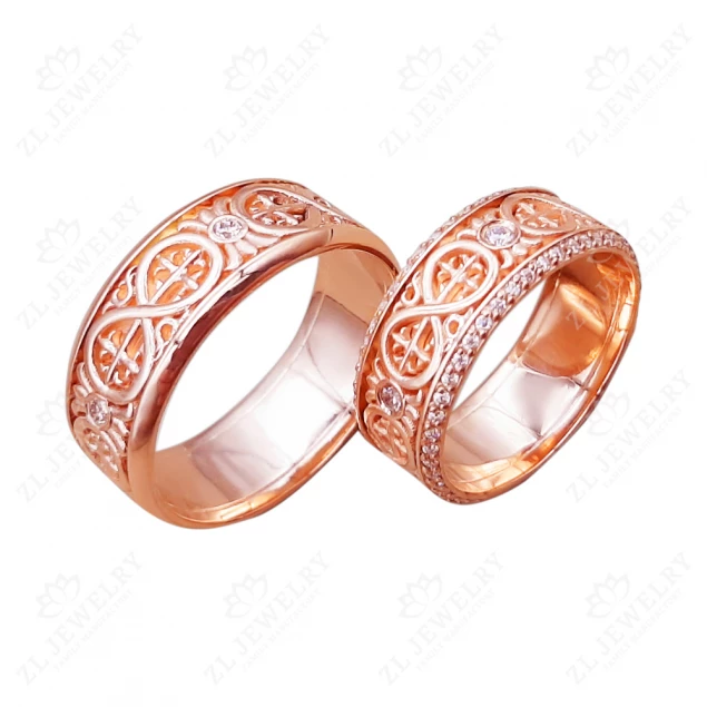 Wedding ring with ornament with stones Photo-4