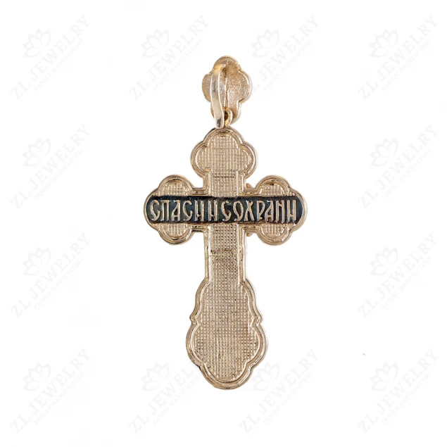 Openwork cross with black enamel Photo-1