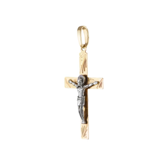 Straight cross with Crucifixion with diamond cut