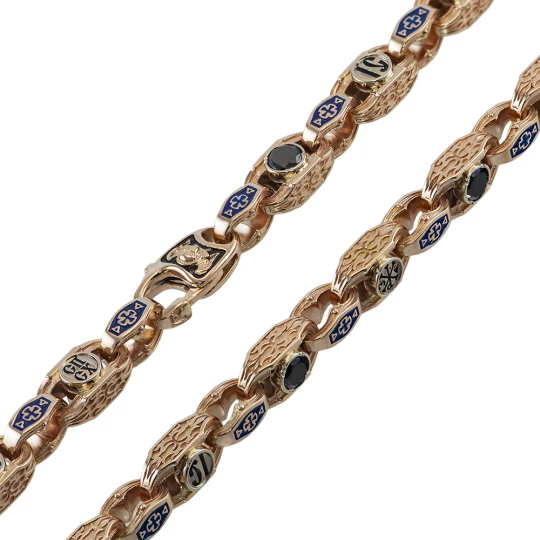 Chain &quot;SP and CX&quot; and enamel and stones