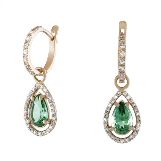 Earrings-transformers "Oakwood" with green quartz