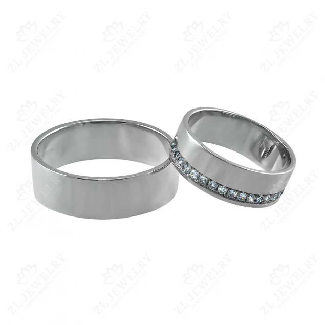 Wedding rings &quot;Moon path&quot; with stones Photo-1