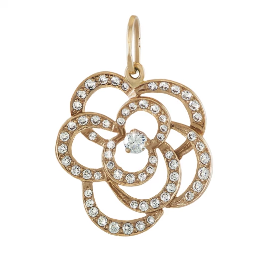 Pendant &quot;Openwork Rose&quot; with stones