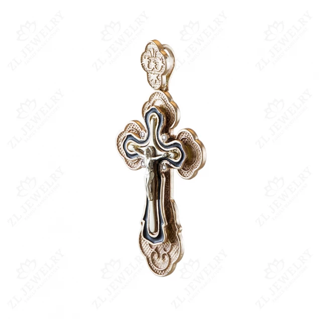 Openwork cross with black enamel Photo-3