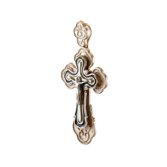 Openwork cross with black enamel