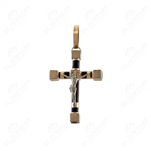 Beautiful cross with a crucifix on a black base